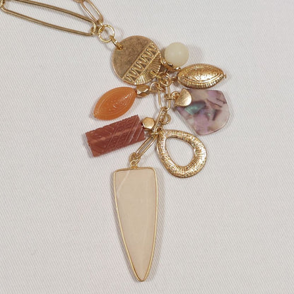 Cluster Pendant Necklace with Semi-Precious Stone