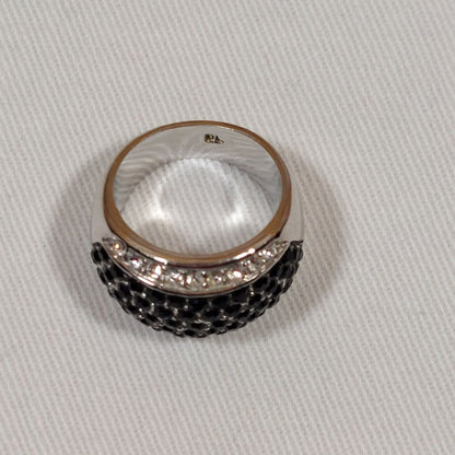 Women's Black Rhinestone Pave Silvertone Ring