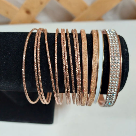 Stacking Bangles Set Rose Goldtone Costume Jewelry