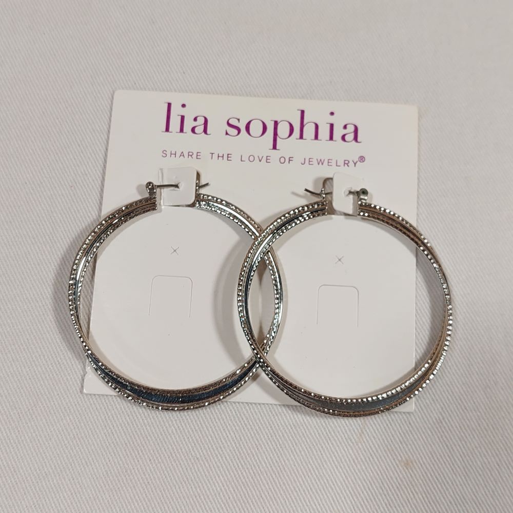 Lia Sophia Silvertone Twisted Hoop Earrings