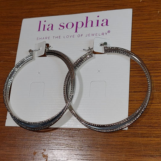Lia Sophia Silvertone Twisted Hoop Earrings