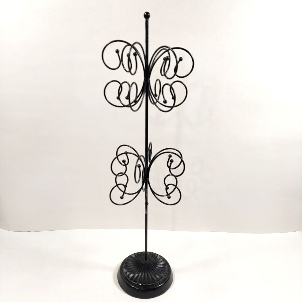 2-Tier Necklace & Bracelet Jewelry Stand Black Metal