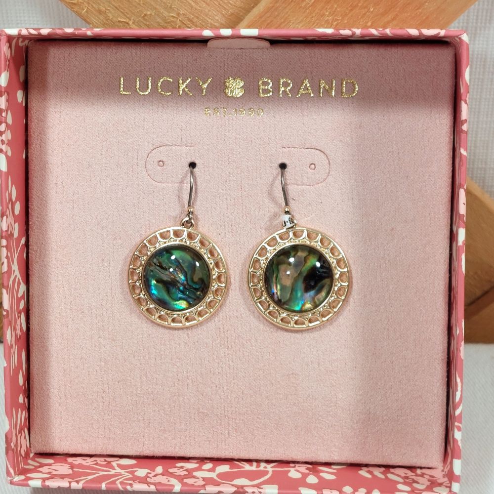 Lucky Brand Blue Green Stone Drop Earrings