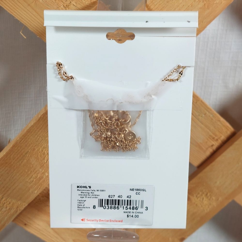 LC Lauren Conrad Double Strand Goldtone Necklace with Leaf Pendants