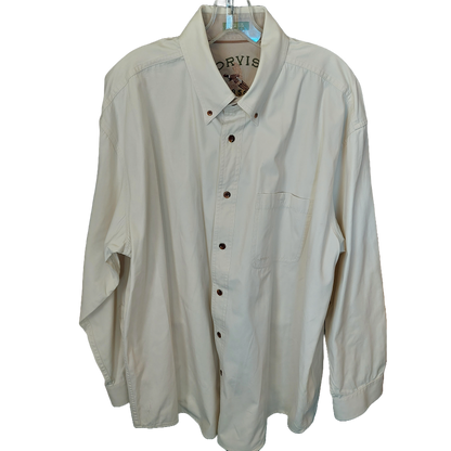 Orvis Beige Button Down Shirt Men's Size XL