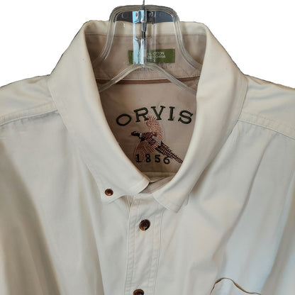 Orvis Beige Button Down Shirt Men's Size XL