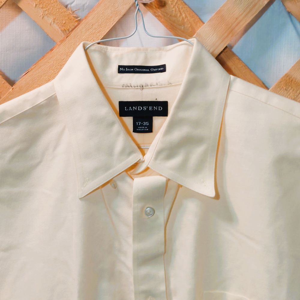 lands end dress shirts Lands' End 100% Cotton Men's Long Sleeve Dress Shirt 17-35 Yellow – Nearly Collectibles