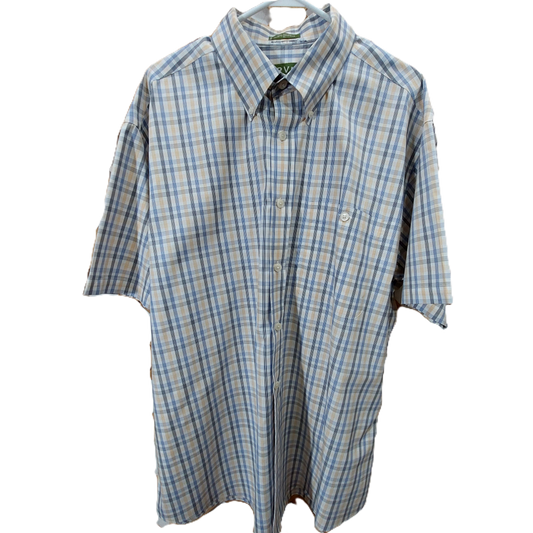 Orvis Short Sleeve Plaid Button Down Shirt Men's XL