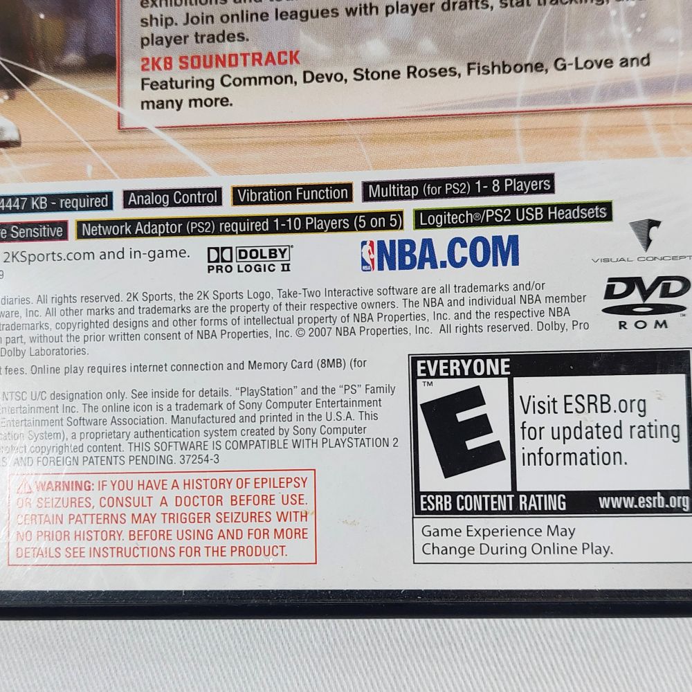 PS2 Game NBA 2K8