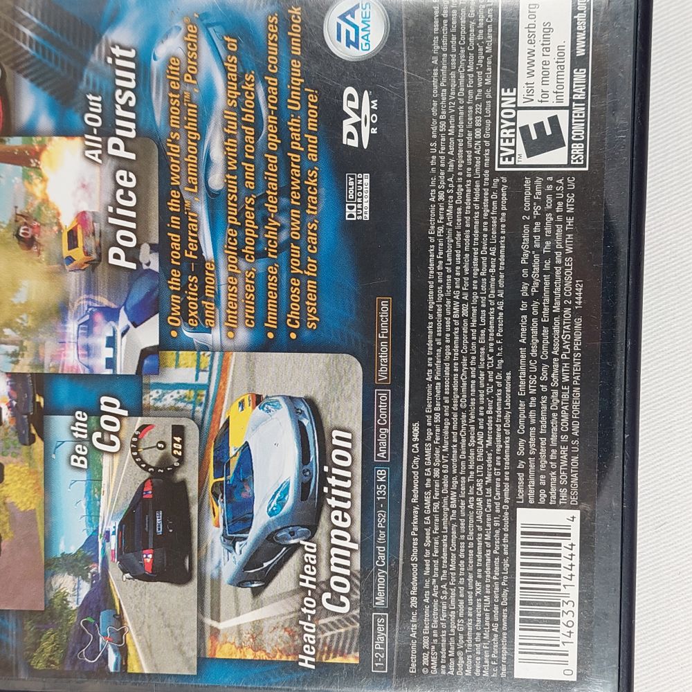 PlayStation 2 Game Need for Speed Hot Pursuit 2