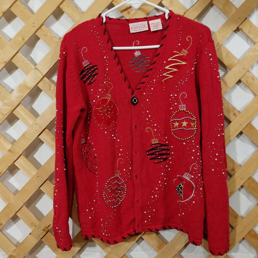 Vintage Basic Editions Holiday Red Christmas Cardigan