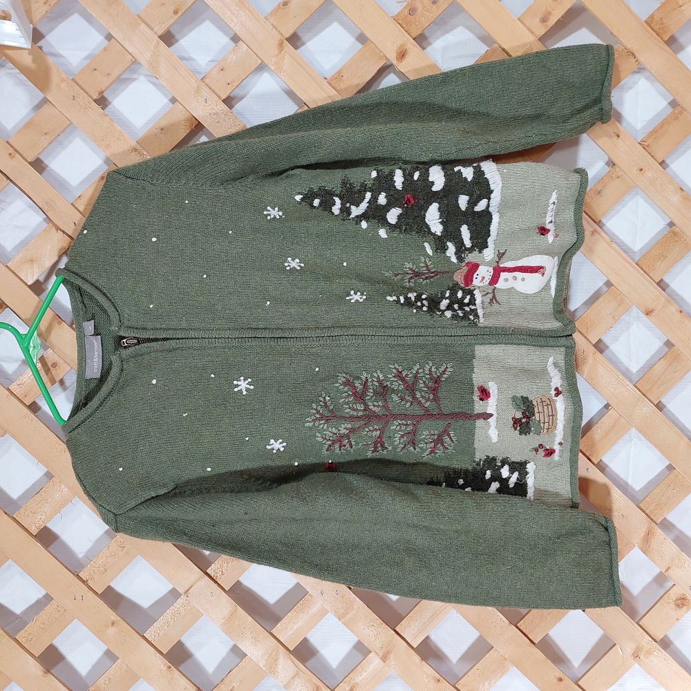 Vintage Green Ugly Christmas Cardigan Sweater Women's Size Medium