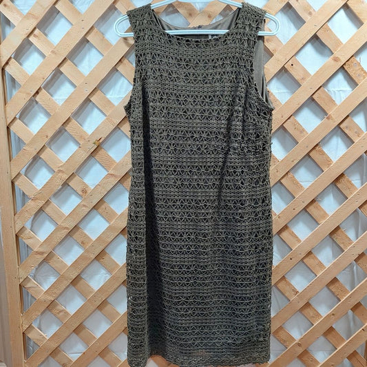 Anne Klein Crochet Layered Sleeveless Shift Dress Women's Size 8