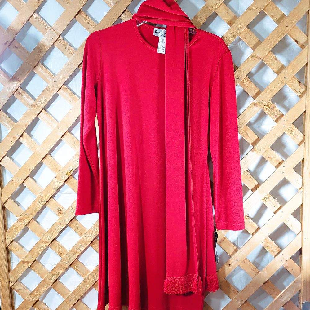 Vintage Ronni Nicole by Ouida Red Dress With Scarf