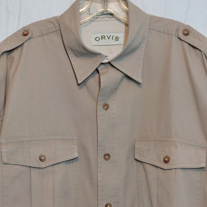 Orvis Short Sleeve Button Up Shirt Beige