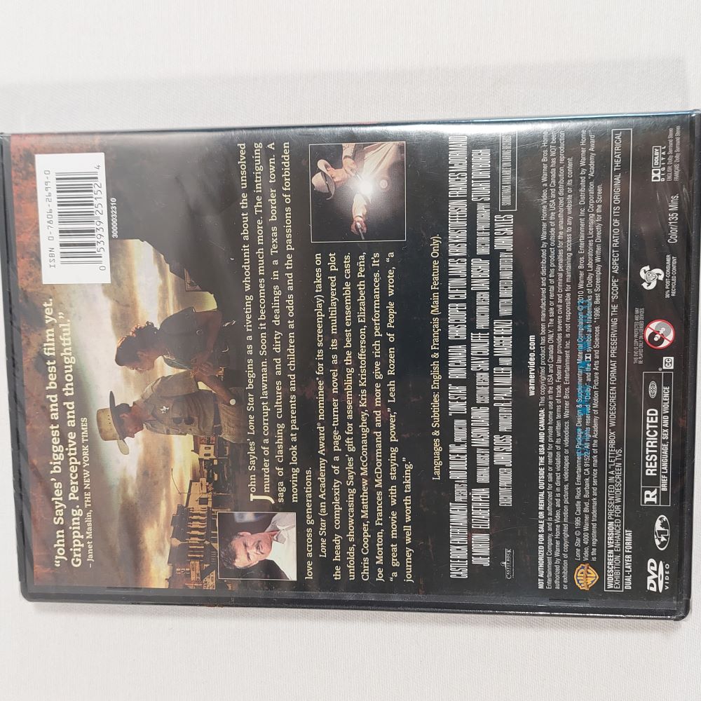 Lone Star Movie on DVD Back of Package