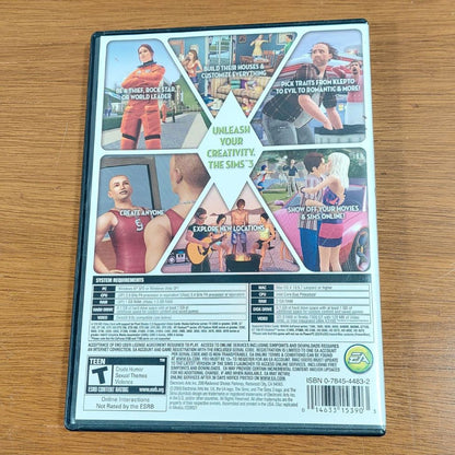 The Sims 3 DVD Rom Software View of Back of Package